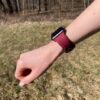 cerveny silikonovy reminek na apple watch 7. 45