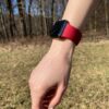 svetle cerveny silikonovy reminek na apple watch 38 40 41